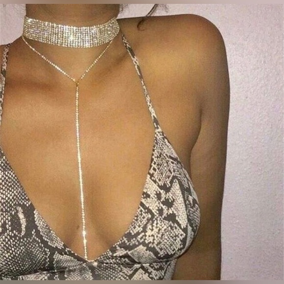 Rhinestone Choker Necklace | Sexy Dainty Jewelry | 💎 - Picture 2 of 9